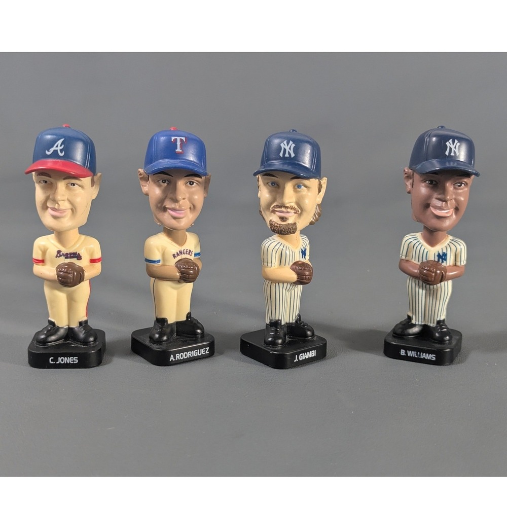 2002 MLB Fotoball Mini Bobblehead Lot Jones Rodriguez Giambi Williams Set of 4